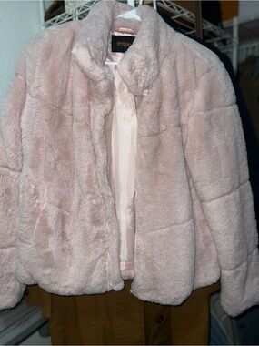 Ambiance Pale Pink Faux Fur Teddy Jacket